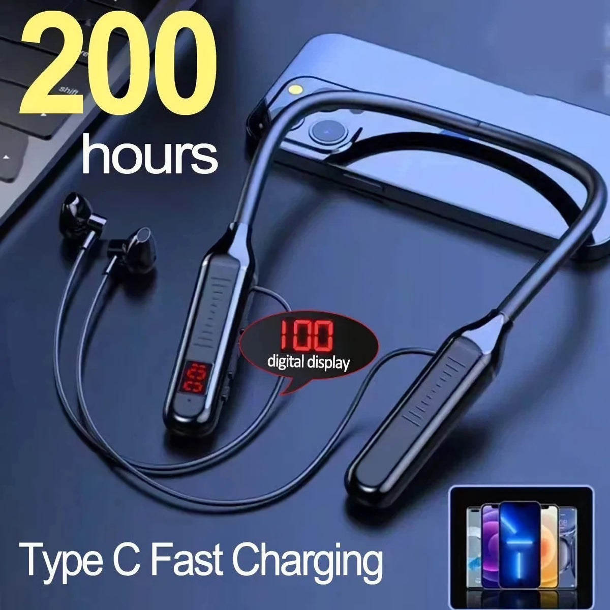 G02 Sport-In-Ear-Headset mit Bluetooth 5.2 IPX5 und Display