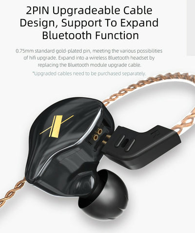 KZ EDX High-End Professional HiFi In-Ear Kopfhörer Headset Schwarz Weiß Kristall
