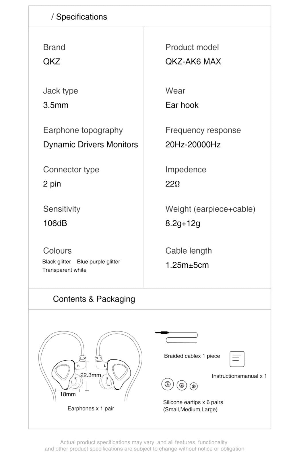 Premium Headset Kopfhörer QKZ-AK6 Max HiFi In-Ear-Headset Ohrhörer + Hardcase