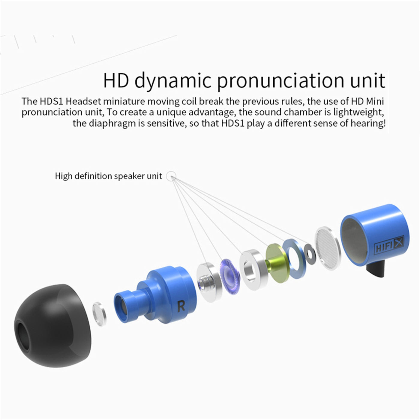 High-End Mini Kopfhörer KZ HDS1 Professional Blau In-Ear in PU Hardcase