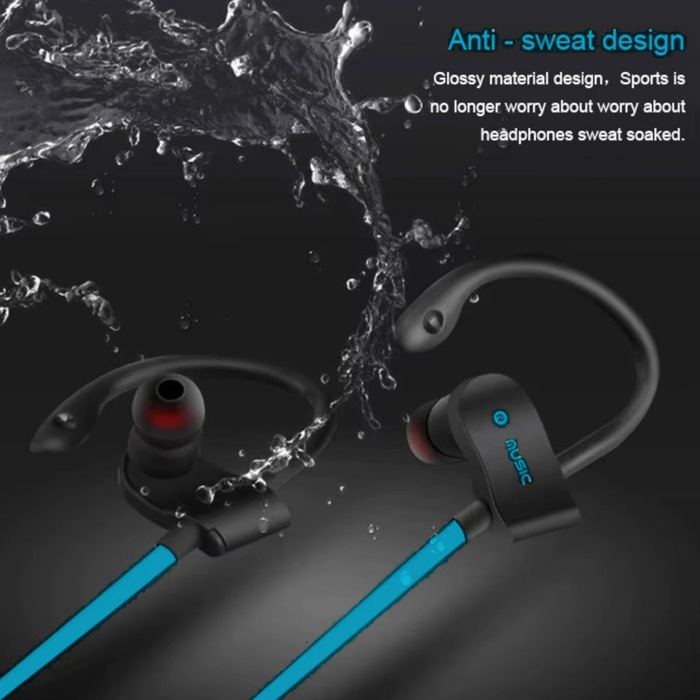 Sport In Ear Bluetooth Headset Ohrbügel Kopfhörer Wireless Bass OB-01 Blau