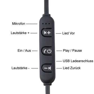 Bluetooth In Ear Kopfhörer Magnetisch Wireless Headset X9 Schwarz
