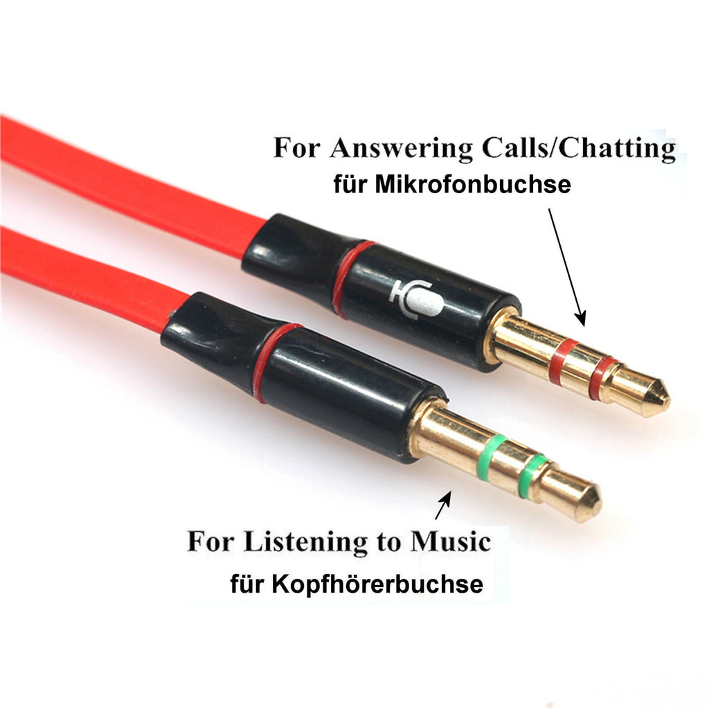 Roter 3,5-mm-Headset-Splitter für Audio und Mikrofon