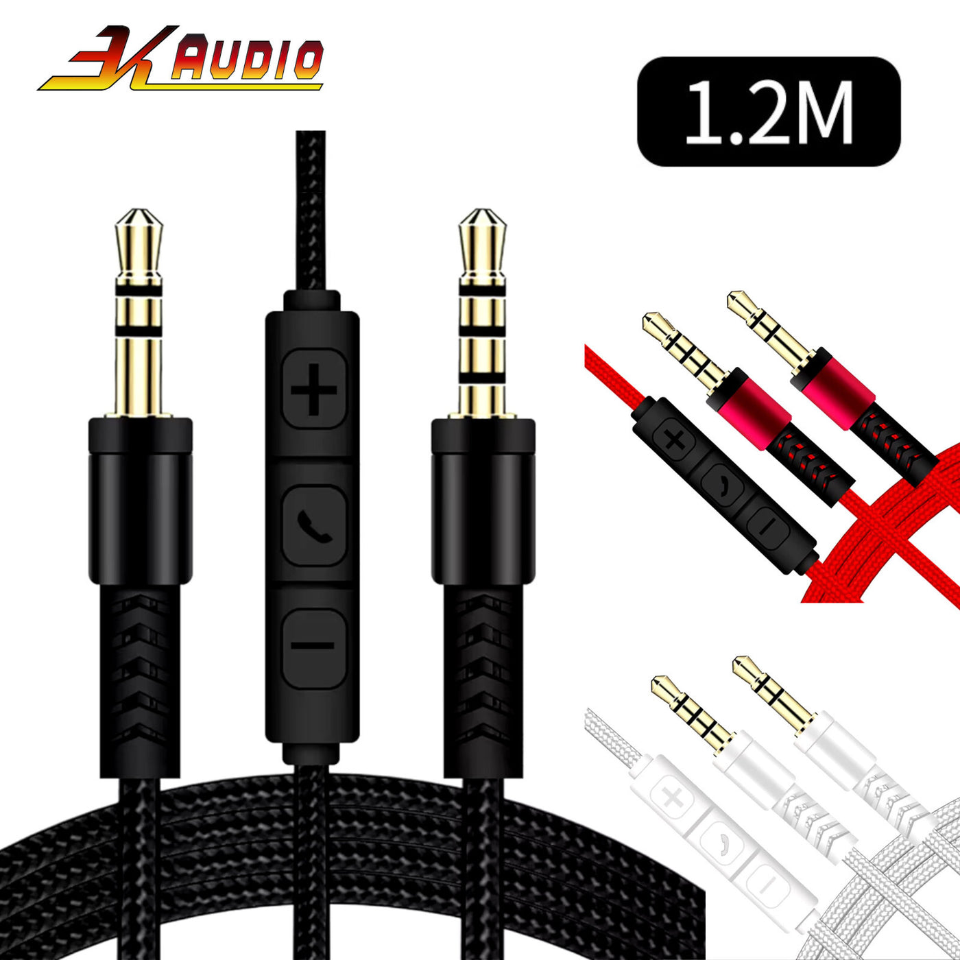 1,2m Audio Stereo Kopfhörer Nylon Anschlusskabel 3,5mm Klinke für Beats Solo HD