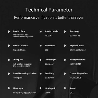 Premium Headset Kopfhörer QKZ CK5 HiFi In-Ear-Headset Ohrhörer + Hardcase