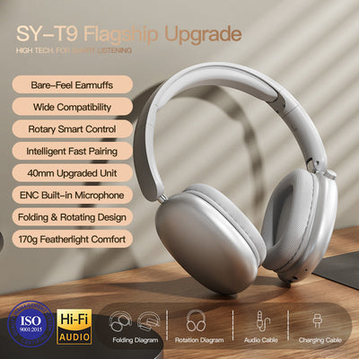 Wireless Bluetooth 5.3 Kopfhörer Soyto T9 ENC Over Ear Stereo Headset