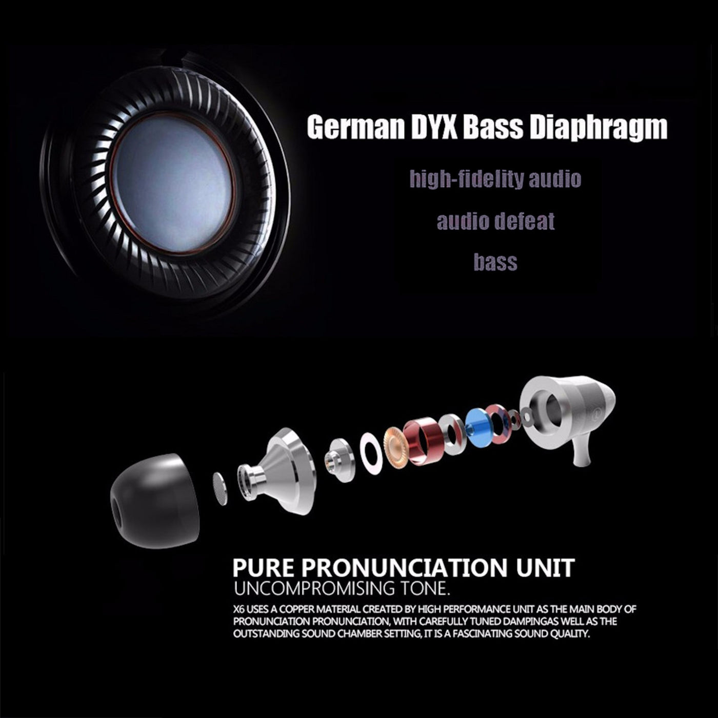 MEGABASS In-Ear Kopfhörer Headset X6 HS Pro Silber Metal Version Beats