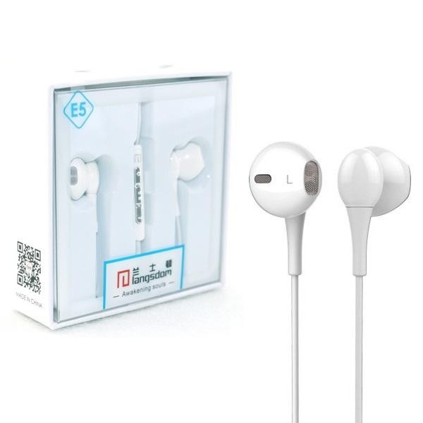 Langsdom E5 Headset Super Bass Earphone Metal earphone with Mic Weiss