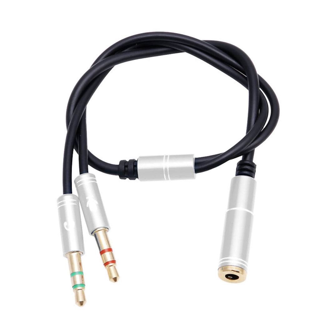 Silberner 3,5-mm-Headset-Splitter für Audio und Mikrofon