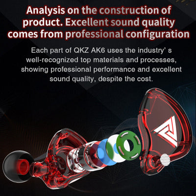QKZ AK6 Hi-Res In-Ear-Kopfhörer Ohrhörer 105dB mit HD Mikrofon Bass Boost Blau