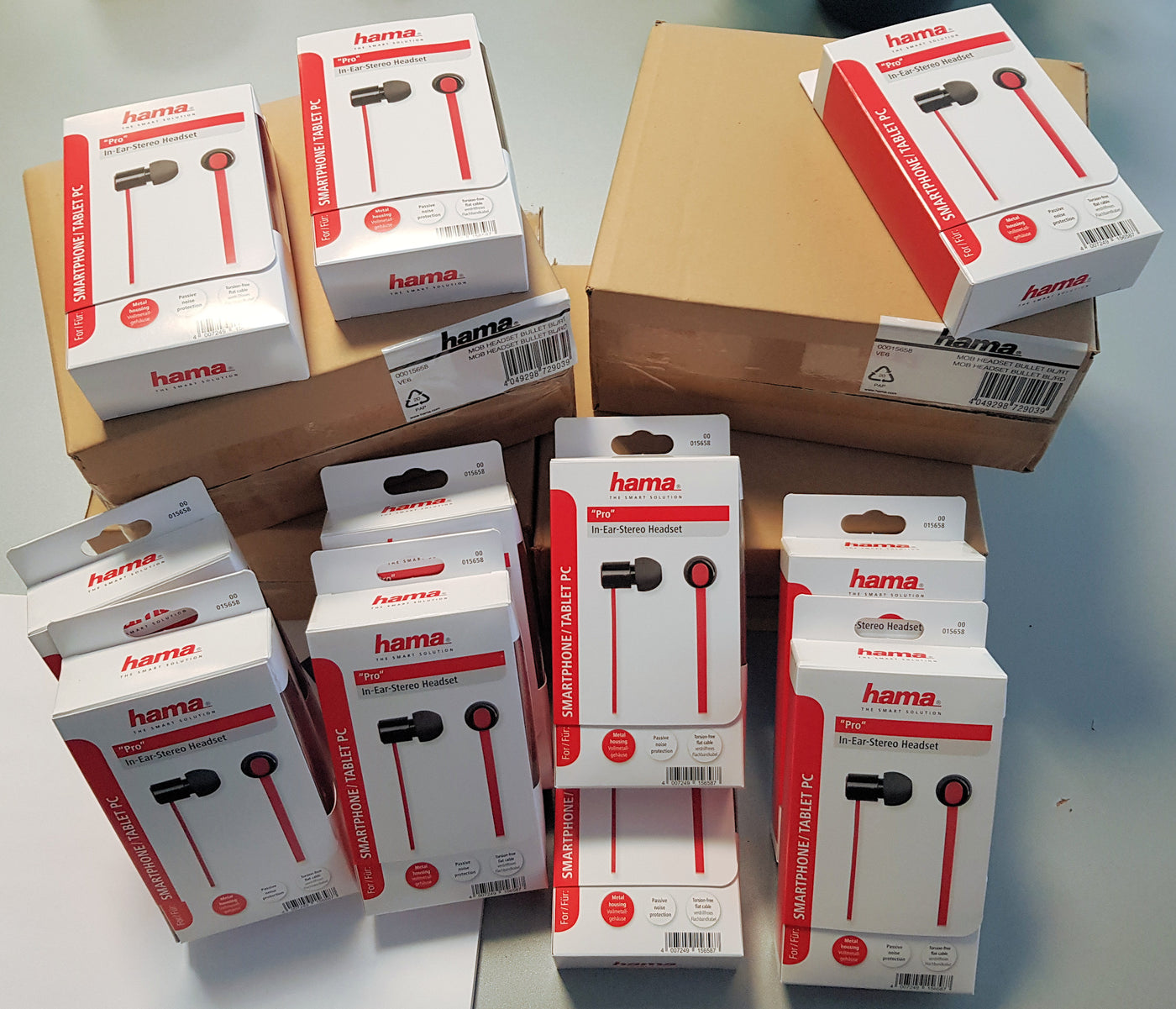 12 x hama mobile Pro Headset Kopfhörer Schwarz Rot - Restposten Sonderposten