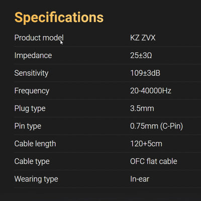 100% Original KZ ZVX High-End Professional HiFi In-Ear Kopfhörer Schwarz