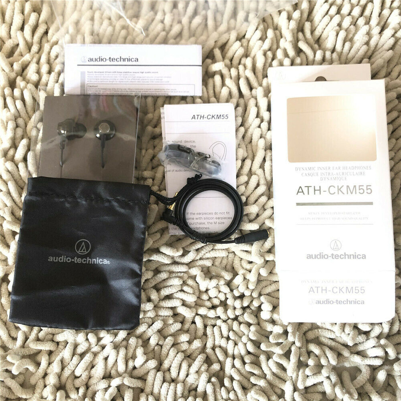 Audio Technica ATH-CKM55 Schwarz Kopfhörer In-Ear Headphone Earphone