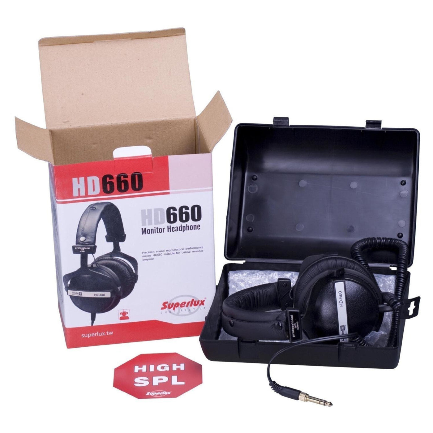 Superlux HD660 Stereo Kopfhörer Schwarz Silber mit Zubehör 6.3 mm Adapter Neu