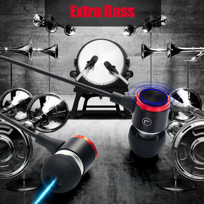 Mega Bass Premium In-Ear Earphone Headset Mic 3K-RSW9 Schwarz Weiss Rot + Bag