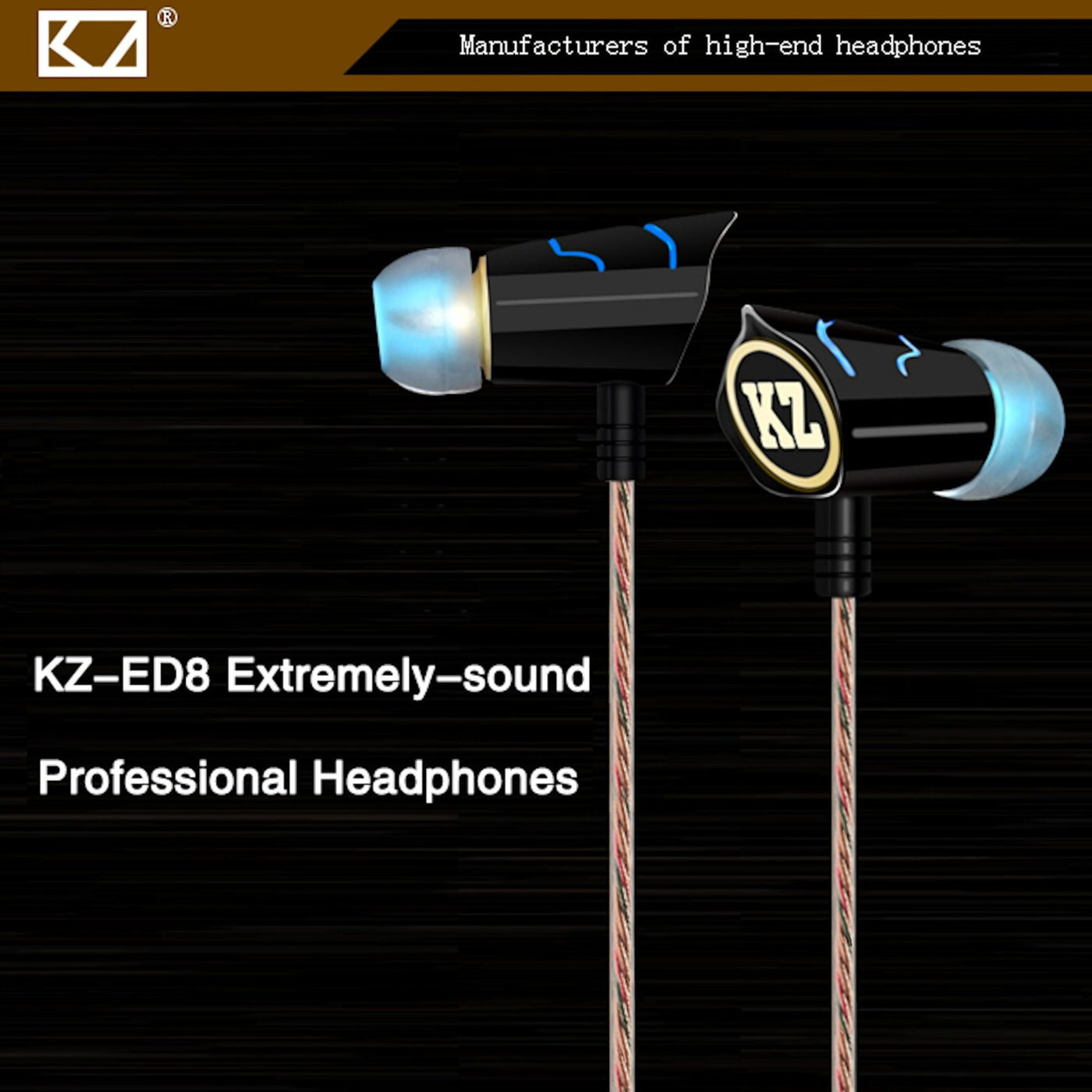 High-End Headset Kopfhörer KZ ED8 HS Pro Schwarz-Blau In-Ear Ohrhörer