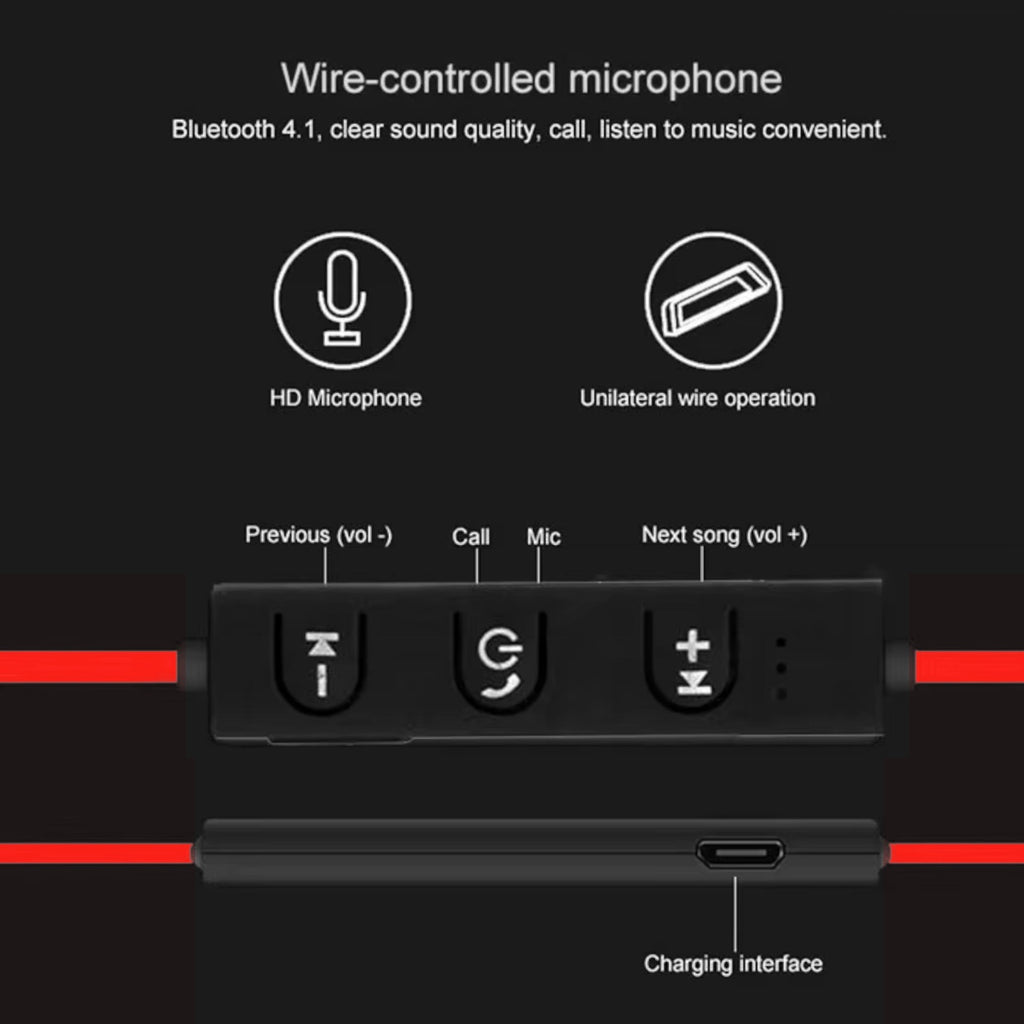 Roter OB-01 Bluetooth Sport-In-Ear-Kopfhörer mit Ohrbügel