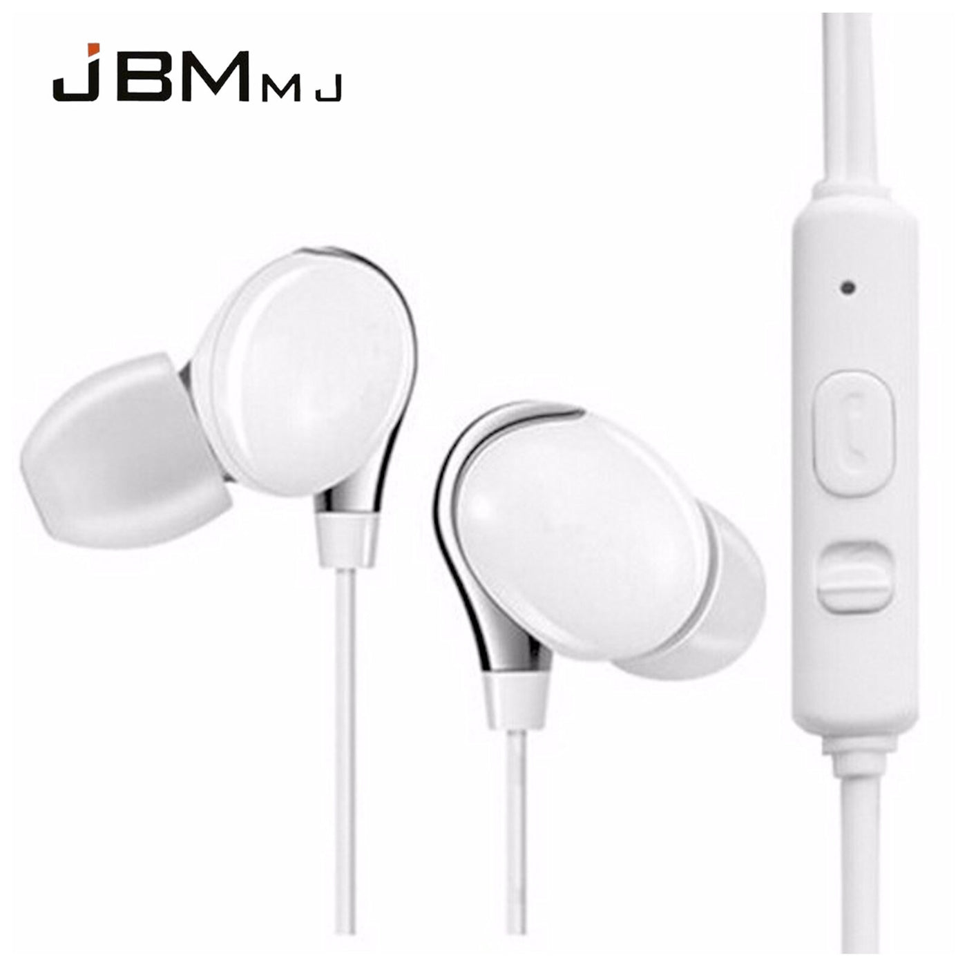 Kopfhörer Headset Premium JMB MJ Super Bass In-Ear in weiss + PU-Hardcase