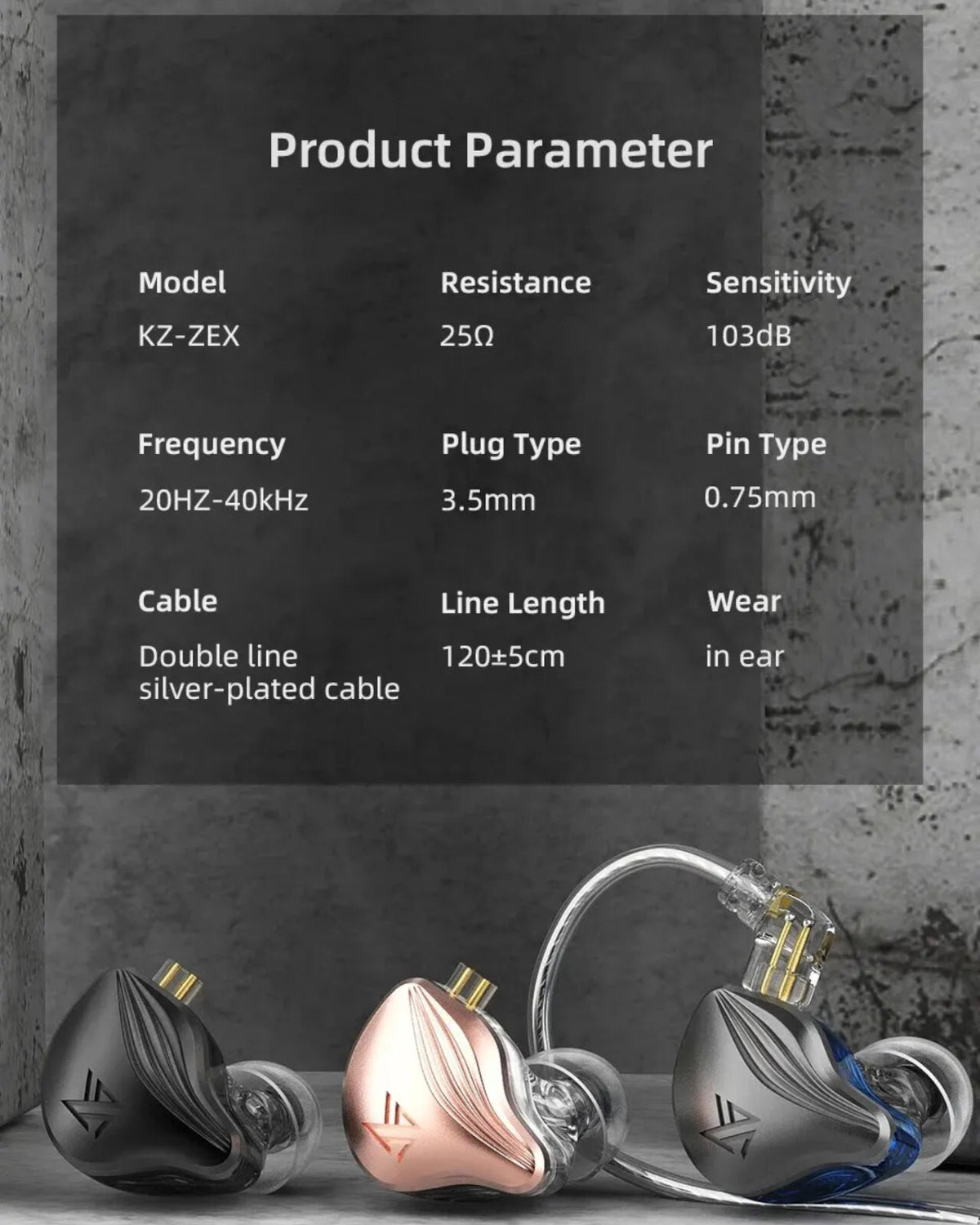 Schwarzes KZ ZEX 3-Treiber In-Ear-Headset