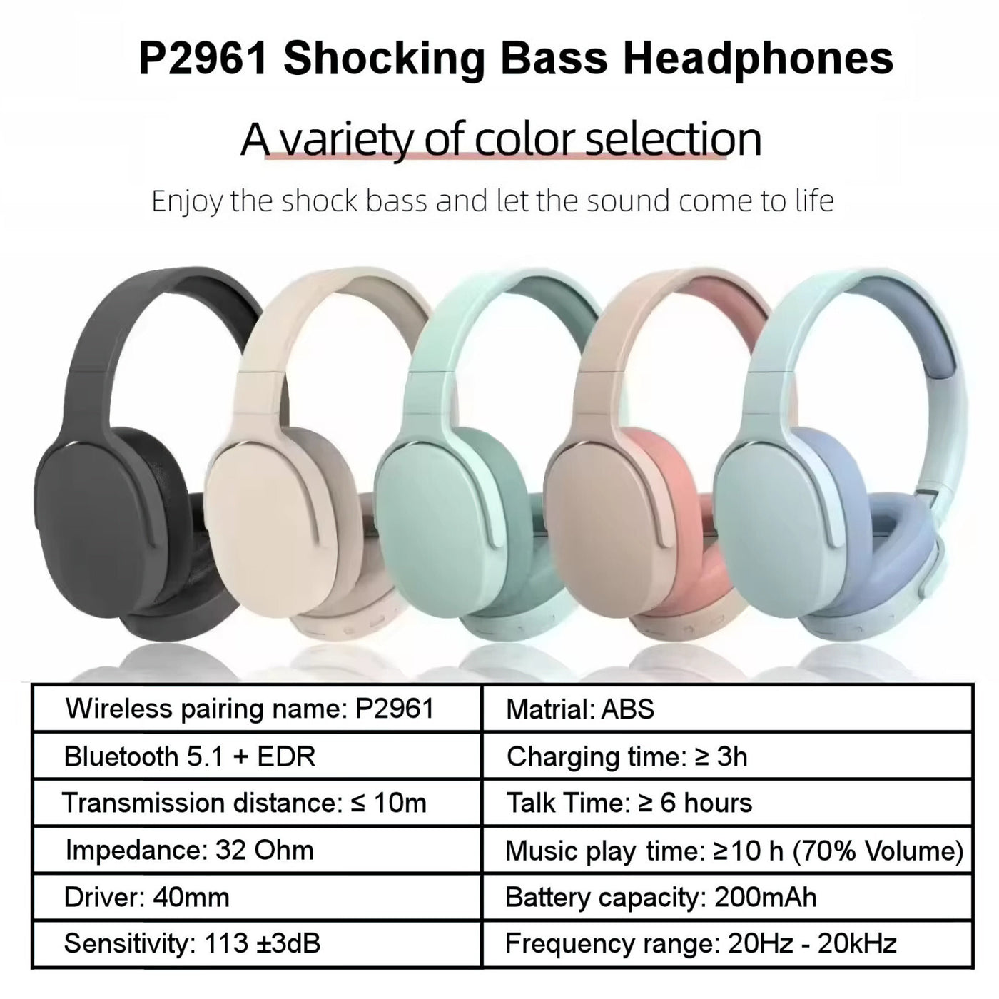 Wireless Bluetooth 5.3 Kopfhörer Bass Over Ear Hifi Stereo Headset True Sport