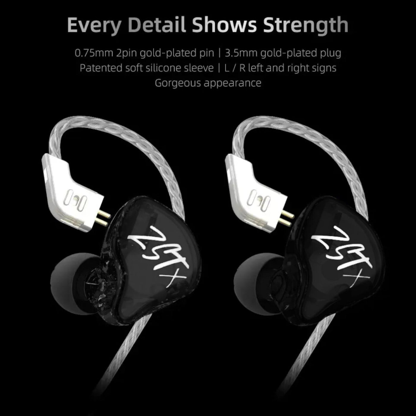 High-End In Ear Kopfhörer KZ ZSTx Pro Mic Black Messing In-Ear Premium Ohrhörer