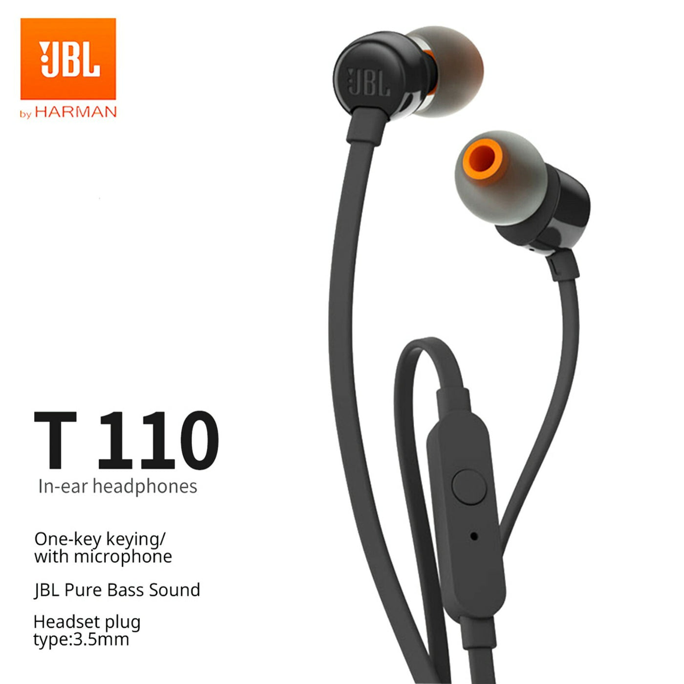 JBL T110 In-Ear Kopfhörer mit Mic Headset mit 3,5mm AUX Anschluss