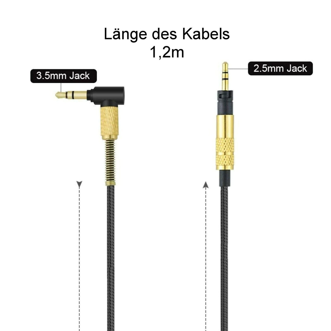 1,35 m Audio Anschlusskabel für Sennheiser Momentum 2.0 / HD4.30 HD4.40 HD4.50