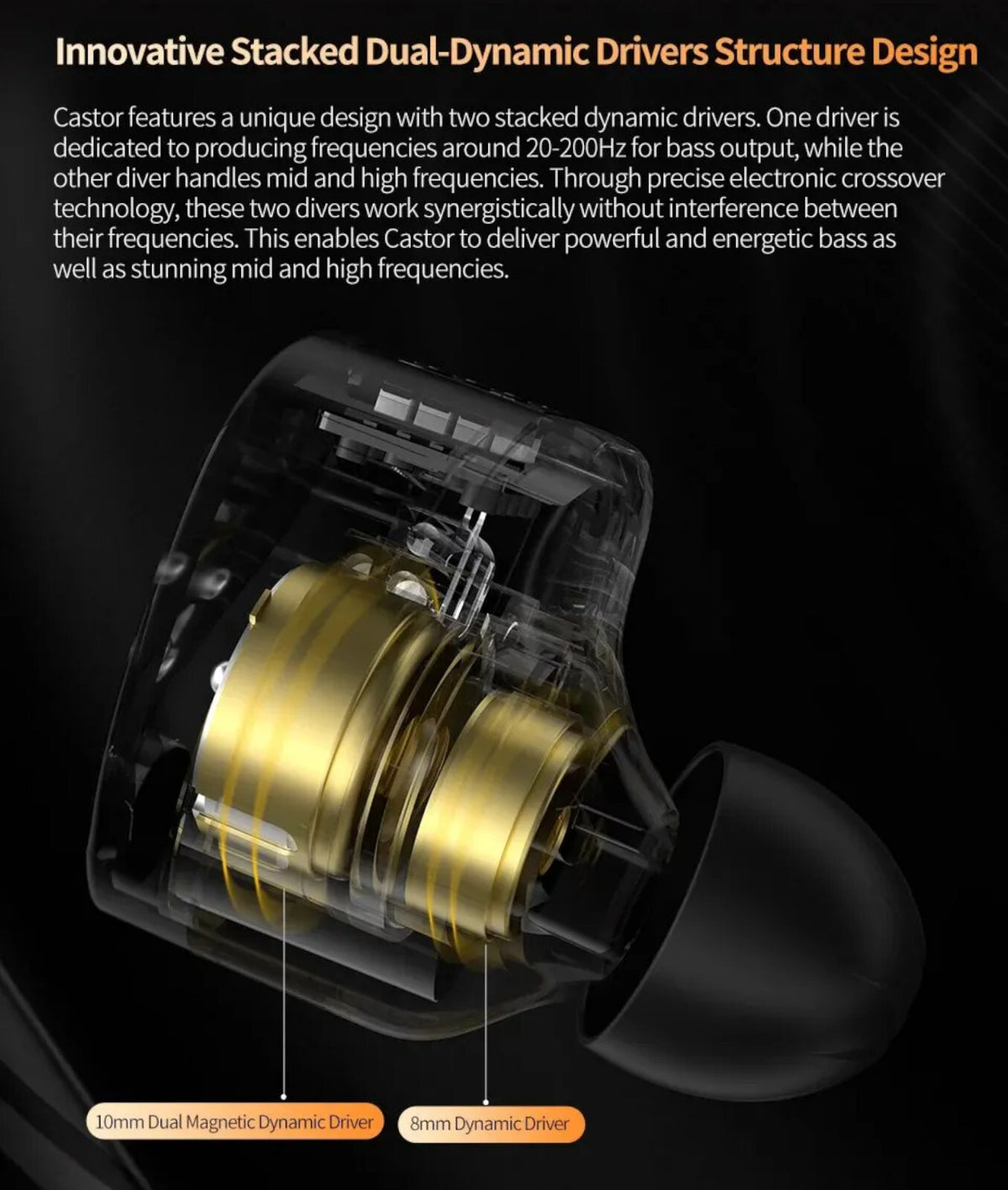 KZ Castor In-Ear-Kopfhörer mit einstellbarem Bass