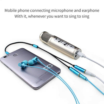 Audio Splitter Kabel Blau Y Adapter Headset 3.5mm Klinke Stecker > 2 x Buchse