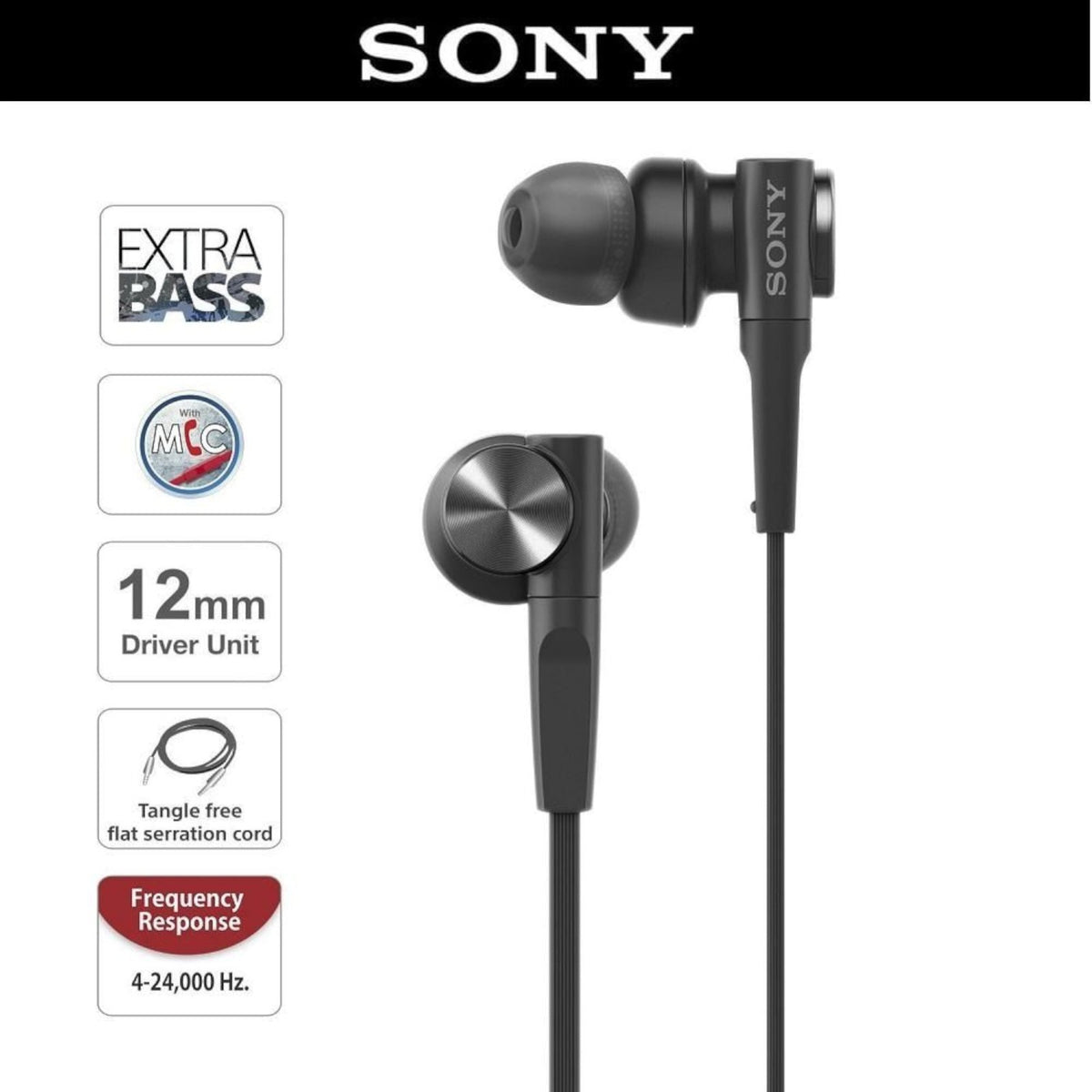 Schwarzes Sony MDR-XB55AP Extra-Bass In-Ear-Headset