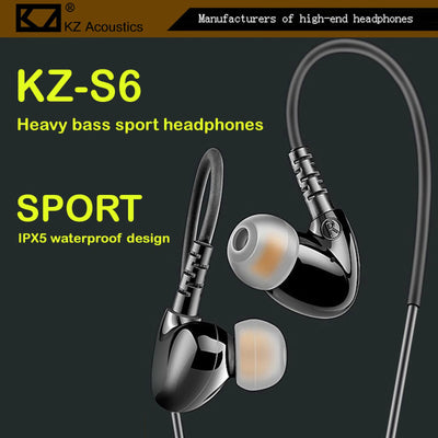 KZ-S6HS schwarz Professional High-End Sport Headset Metal In-Ear Kopfhörer Micro