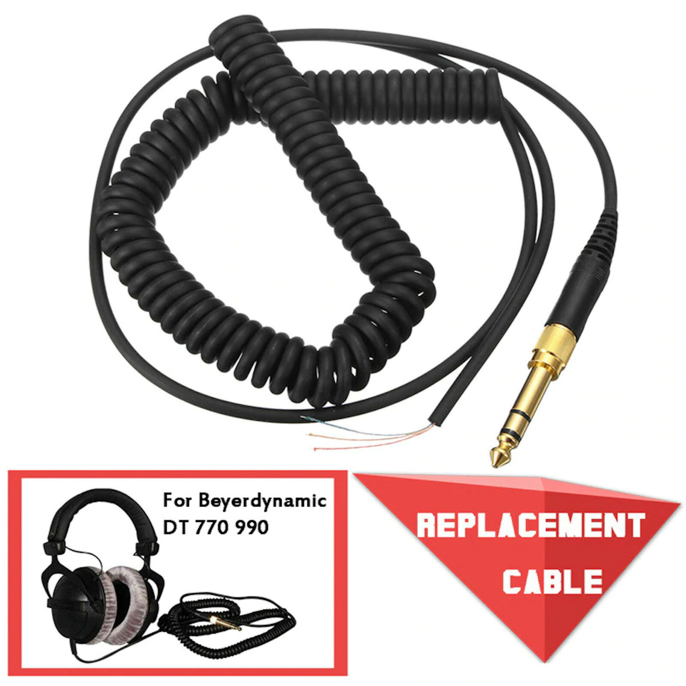 Audio Kopfhörer Spiral Kabel für Beyerdynamic DT 770 770Pro 990 990Pro