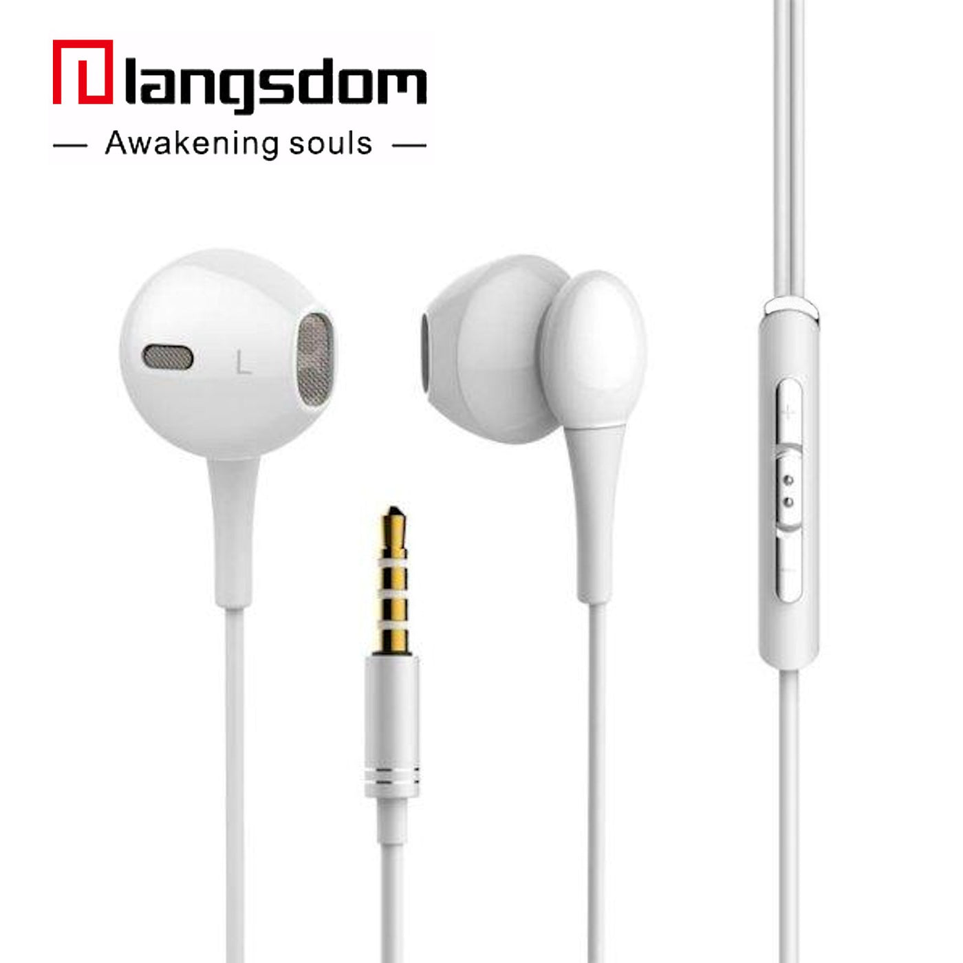 Langsdom E5 Headset Super Bass Earphone Metal earphone with Mic Weiss