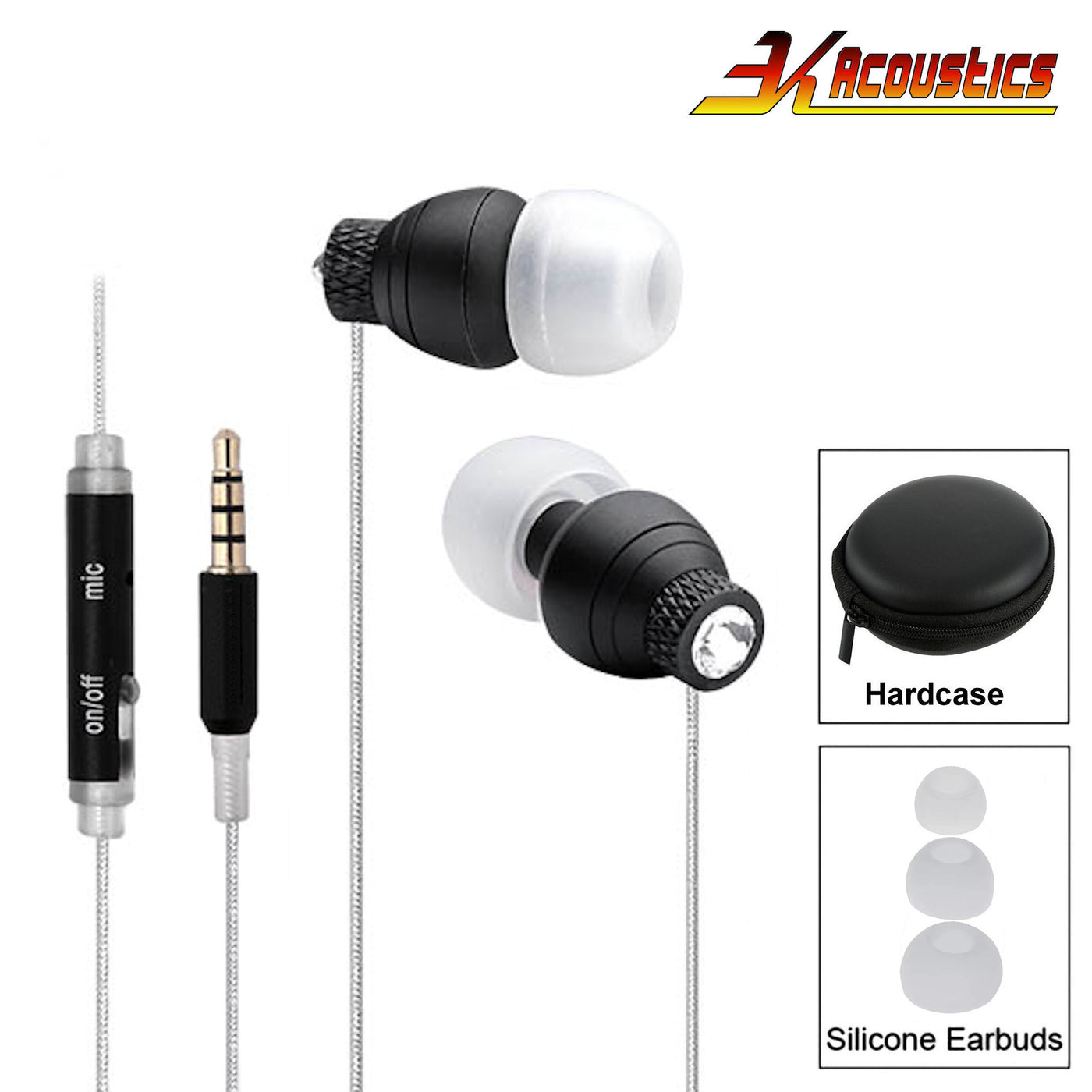 Super Bass In-Ear Kopfhörer Diamond Pro Black Headset Flachkabel Strass Glitzer