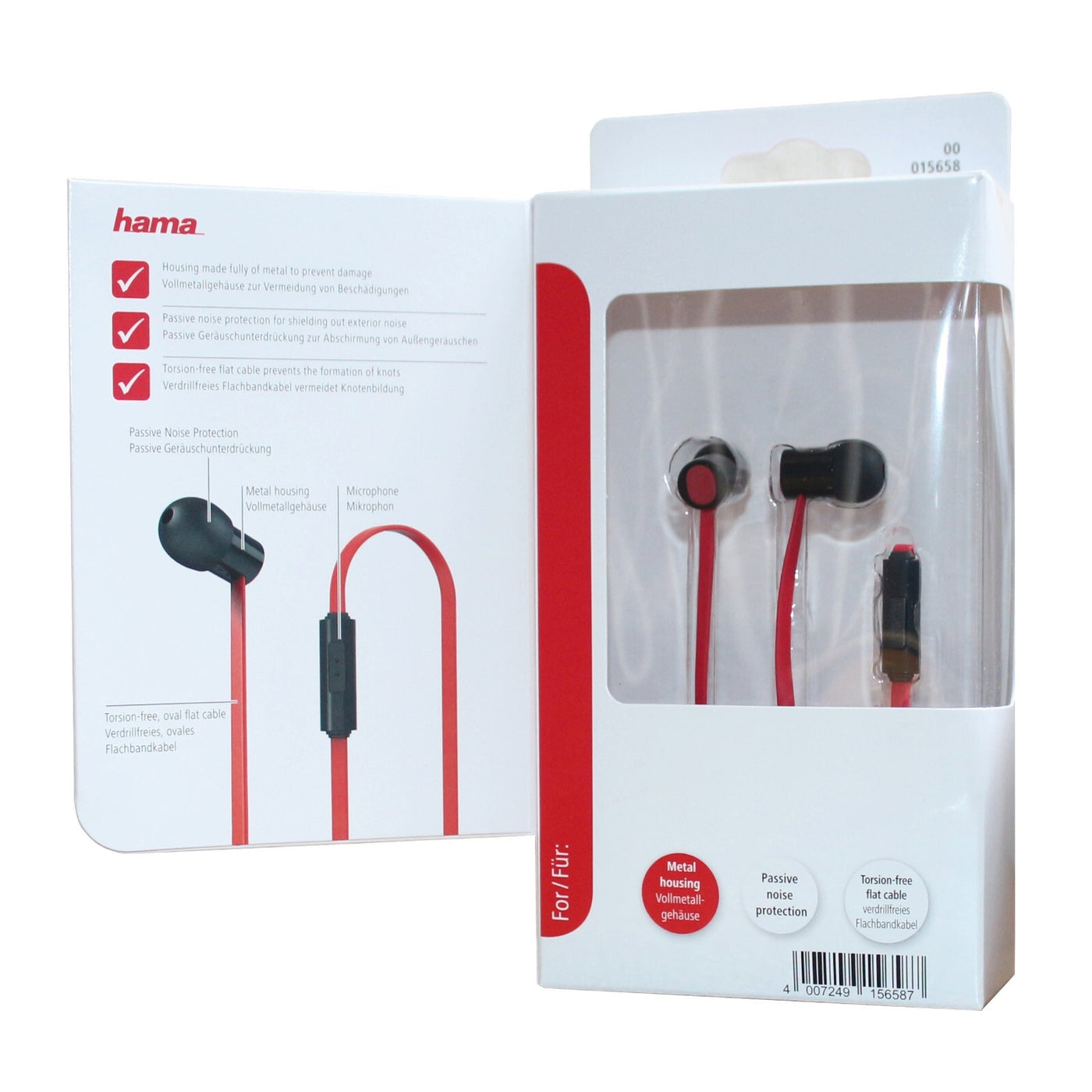 hama mobile  Pro Headset Kopfhörer In-Ear Earphones Schwarz - Rot