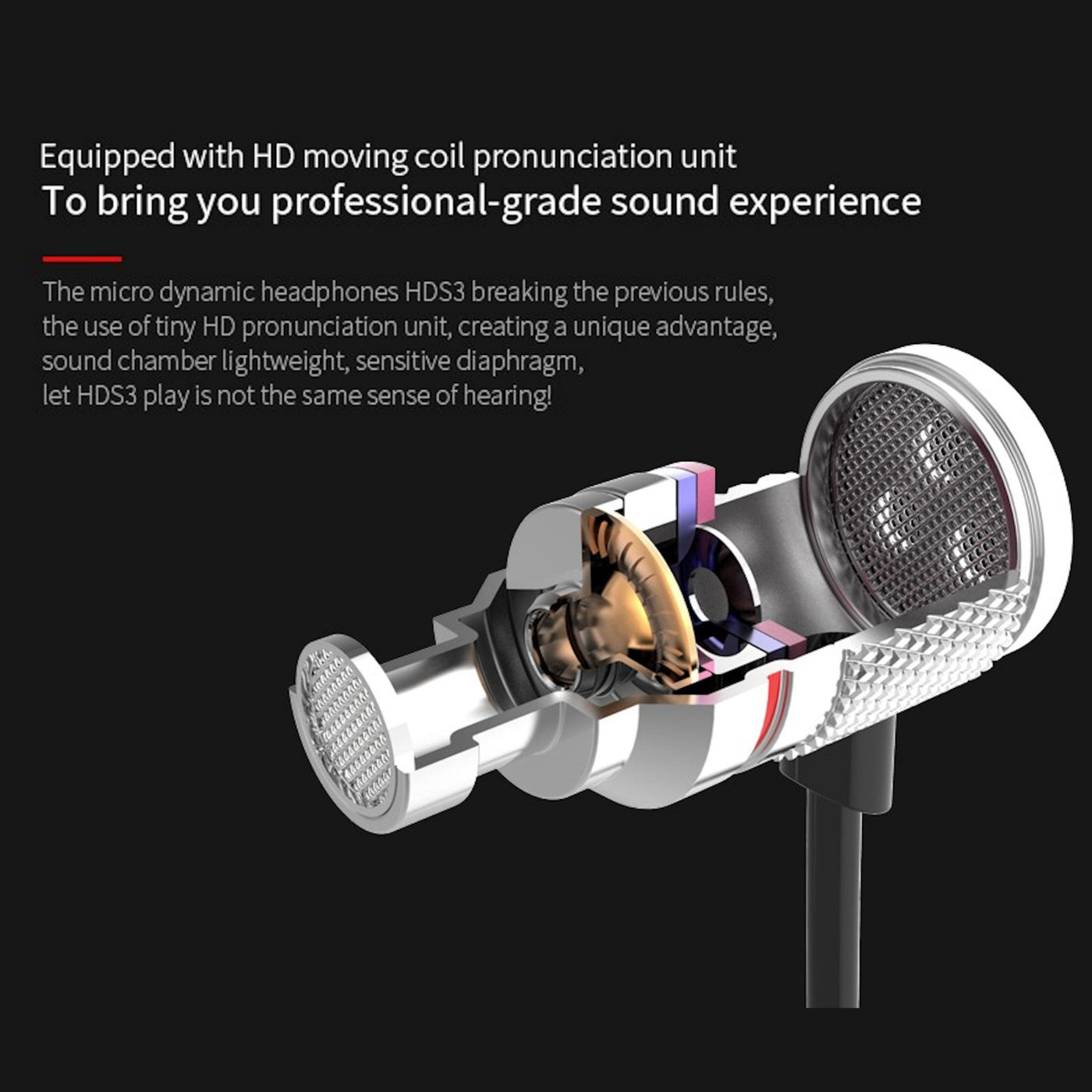 High-End Headset Kopfhörer KZ HDS3 Professional Silber In-Ear in PU Hardcase