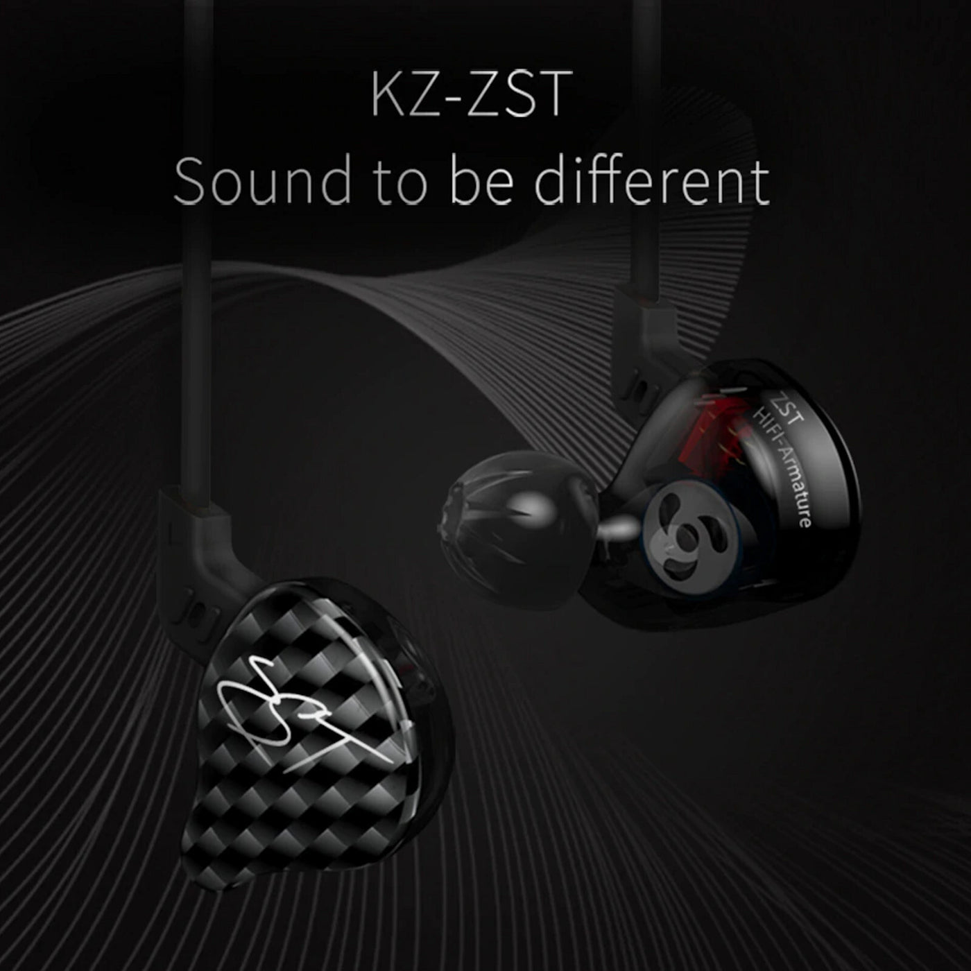 High-End In Ear Kopfhörer KZ ZST Pro Mic Black Messing In-Ear Premium Ohrhörer