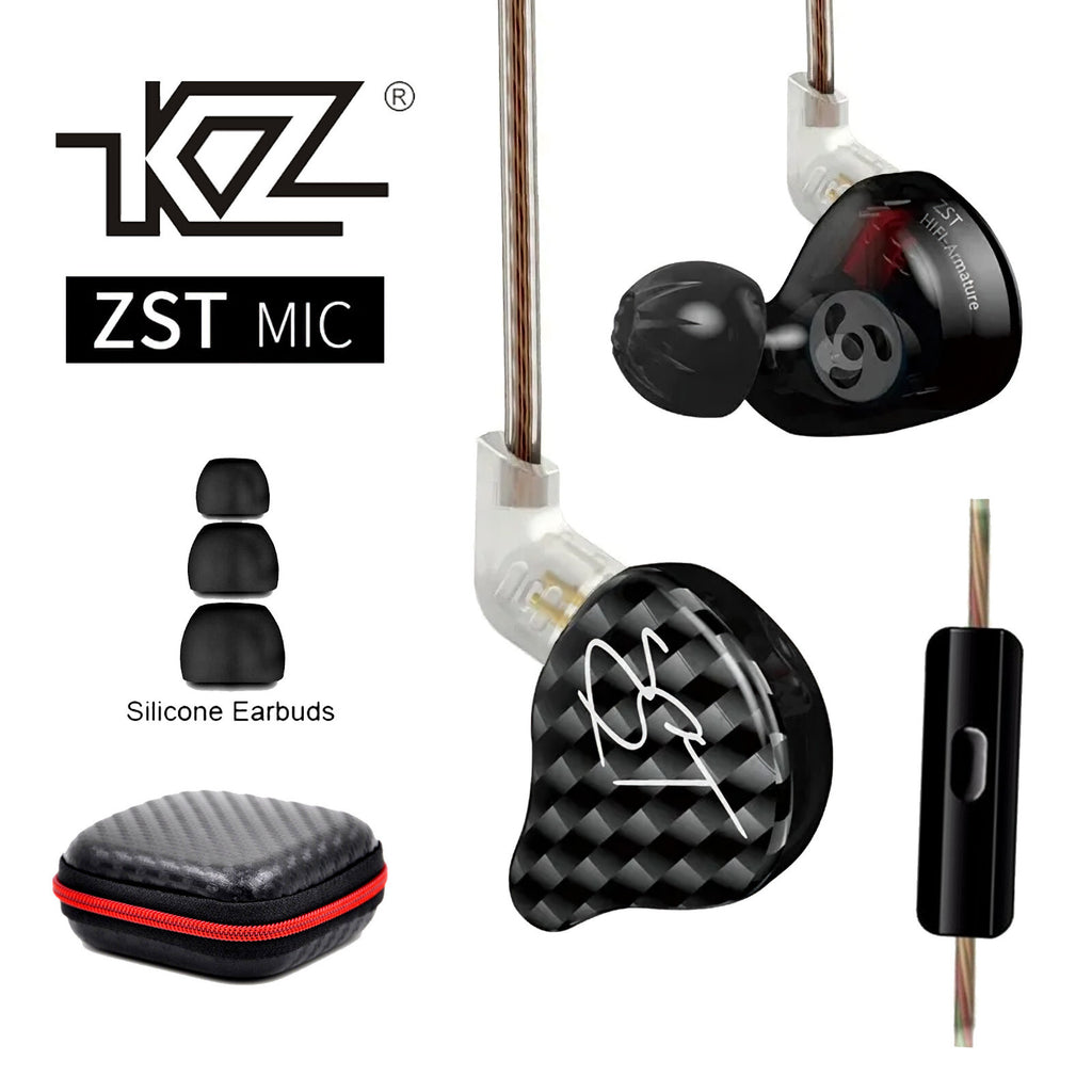 Schwarzes KZ ZST Pro Hybrid In-Ear-Headset