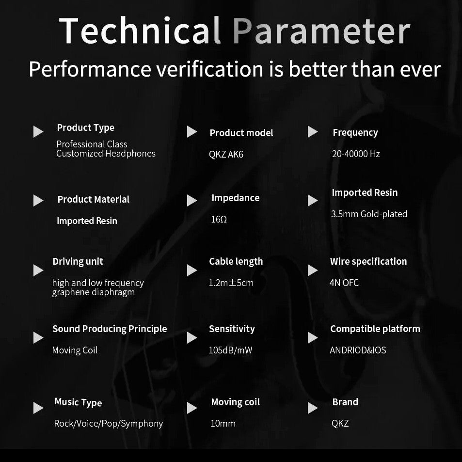 Premium Headset Kopfhörer QKZ-AK6 HiFi In-Ear-Headset Ohrhörer + Hardcase