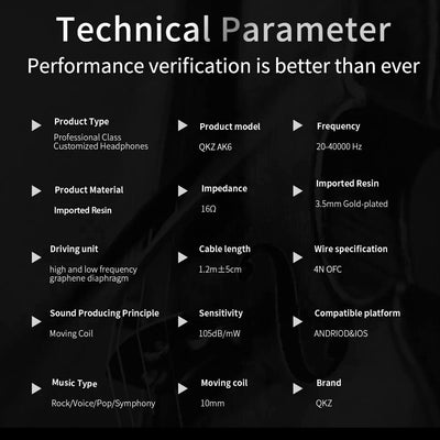 Premium Headset Kopfhörer QKZ-AK6 HiFi In-Ear-Headset Ohrhörer + Hardcase