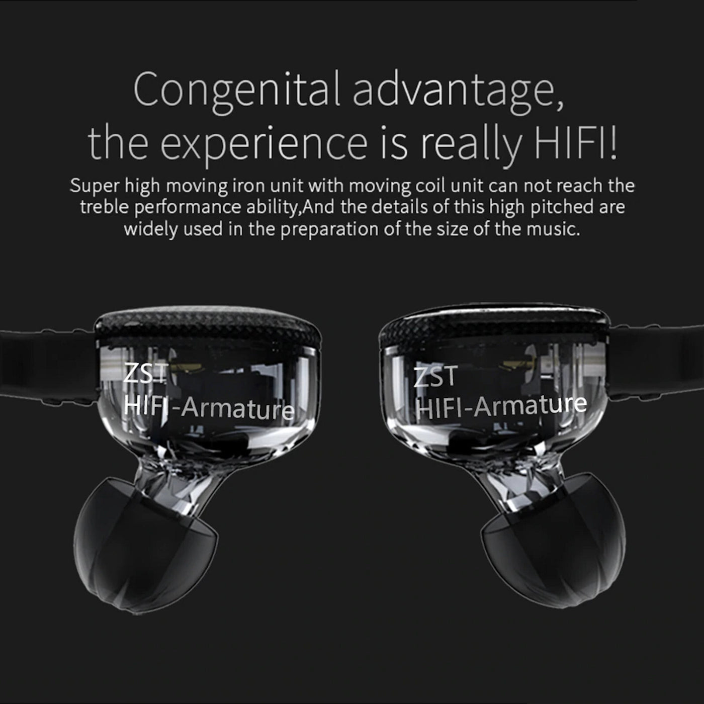 High-End In Ear Kopfhörer KZ ZST Pro Purple Blue In-Ear Premium Ohrhörer