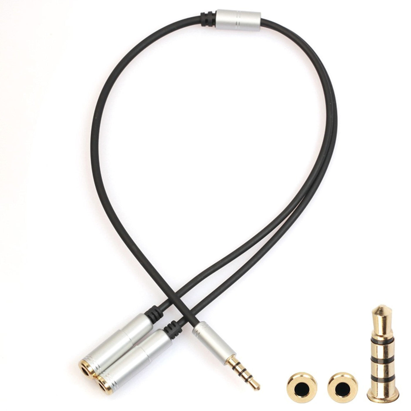 Audio Splitter Kabel Kopfhörer Y Doppler 3.5mm Stecker > 2 Buchse silber