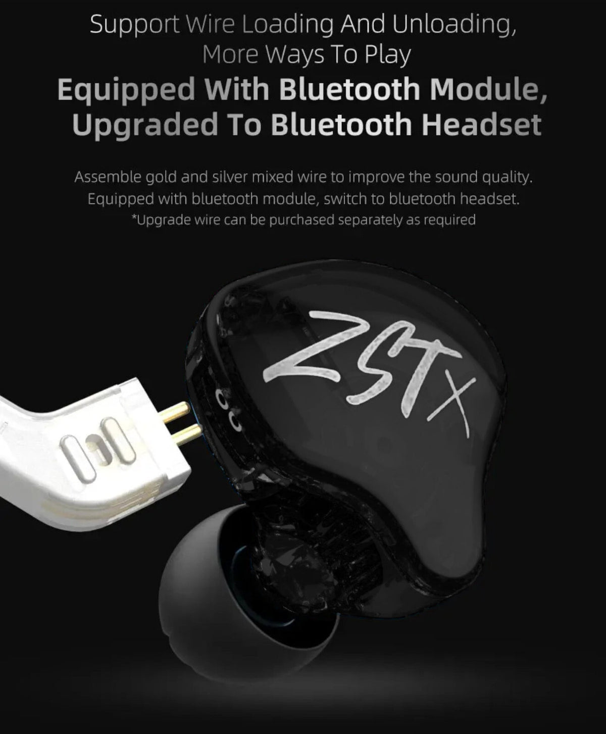 Schwarzes KZ ZSTx Pro Hybrid In-Ear-Headset