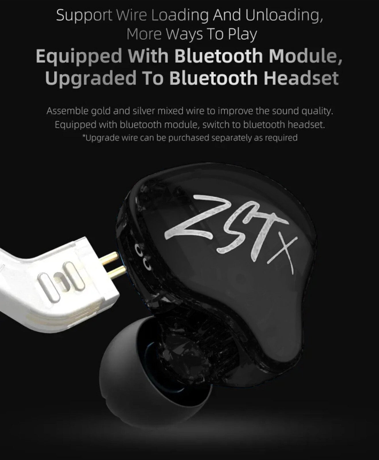 High-End In Ear Kopfhörer KZ ZSTx Pro Mic Black Messing In-Ear Premium Ohrhörer