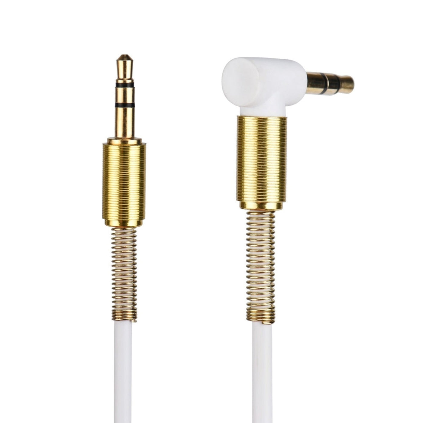 1m Audio Stereo Kopfhörer Anschlusskabel 3,5mm Stecker > Winkelstecker Weiß Gold