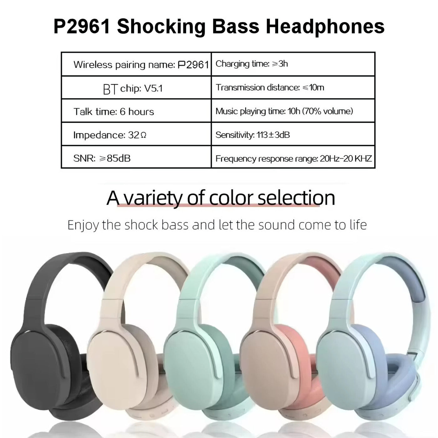 Wireless Bluetooth 5.3 Kopfhörer Bass Over Ear Hifi Stereo Headset True Sport