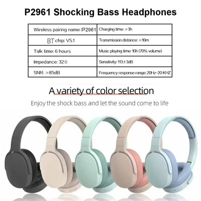 Wireless Bluetooth 5.3 Kopfhörer Bass Over Ear Hifi Stereo Headset True Sport