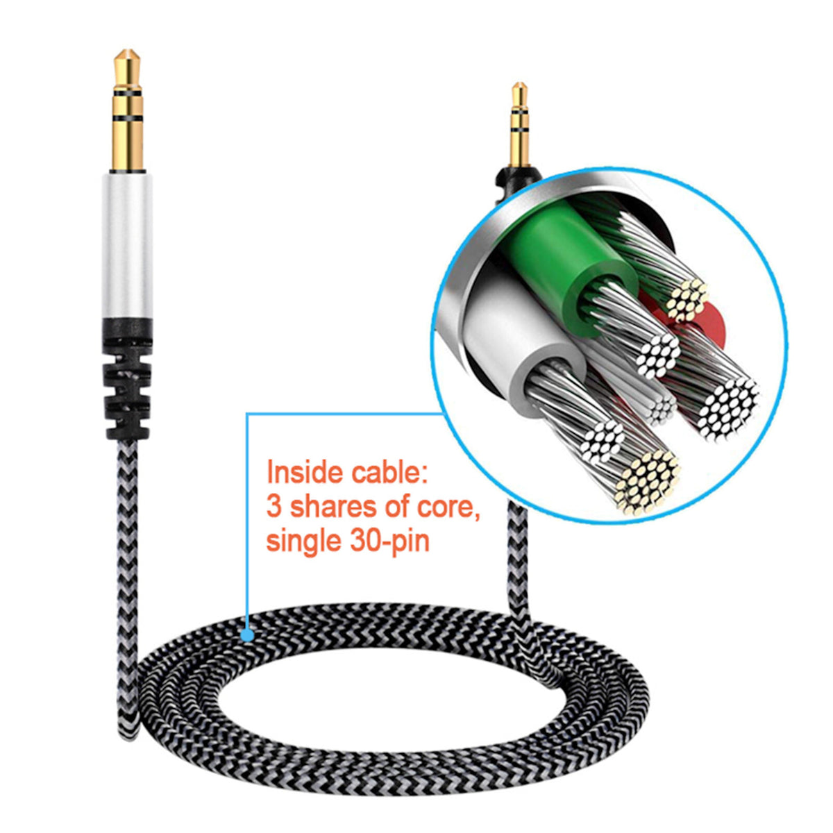2 m Nylon-Ersatzkabel für Sennheiser HD559 bis HD599
