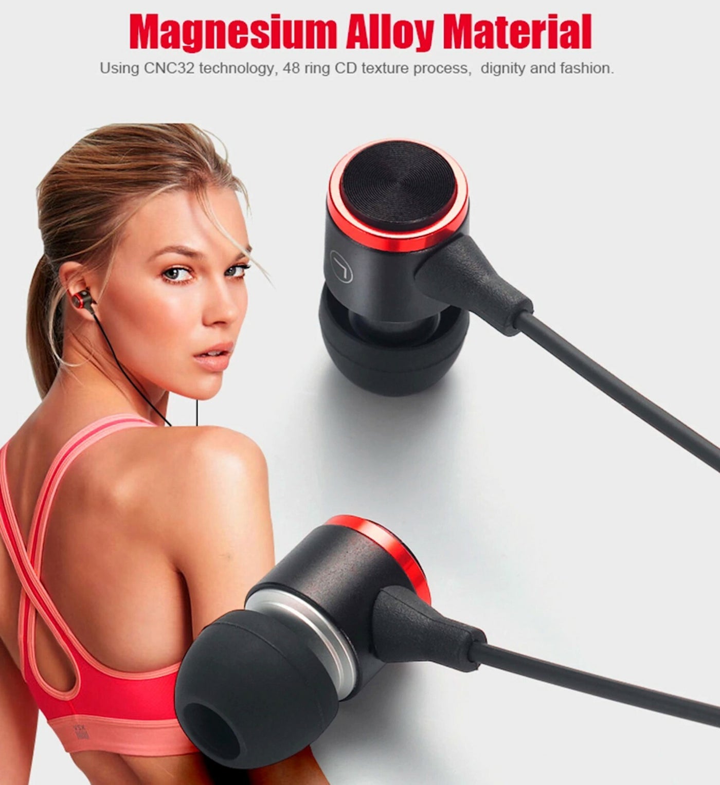 Mega Bass Premium In-Ear Earphone Headset Mic 3K-RSW9 Schwarz Weiss Rot + Bag