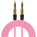 Rosafarbenes 1 m AUX-Kabel mit zwei 3,5-mm-Steckern